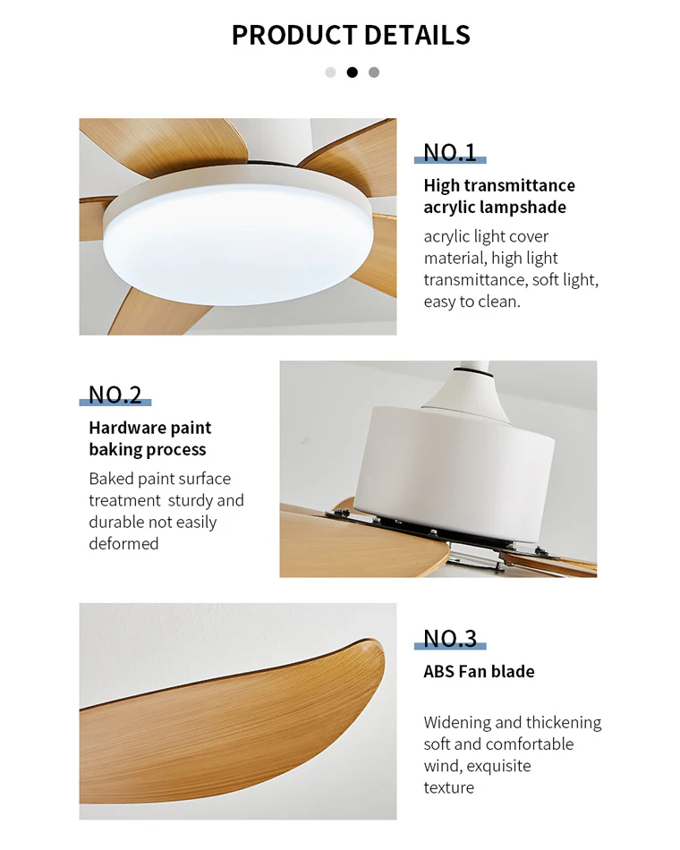WOMO 5 blade Modern Ceiling Fan Lamp-WM5049 - Image 13