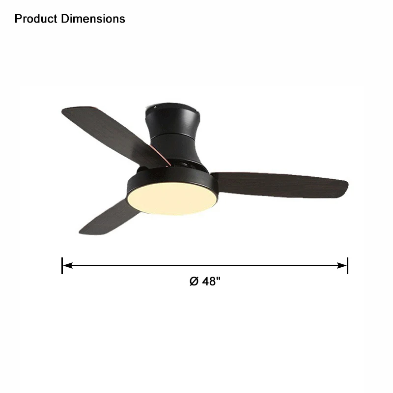 WOMO Black Low Profile Ceiling Fan Lamp-WM5053 - Image 11