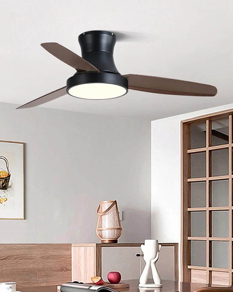 WOMO Black Low Profile Ceiling Fan Lamp-WM5053 - Image 3
