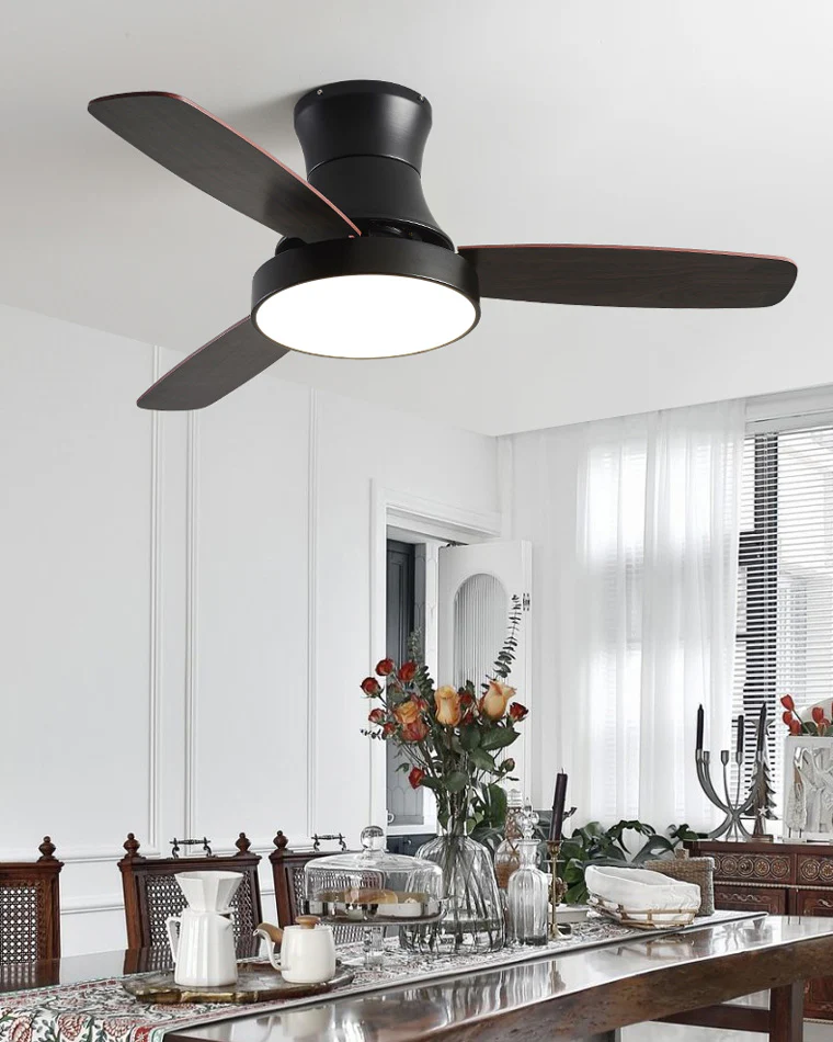 WOMO Black Low Profile Ceiling Fan Lamp-WM5053 - Image 4