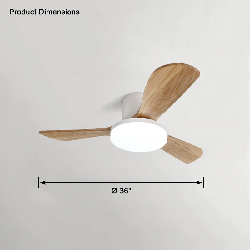 WOMO 3 Wood Blade Low Profile Ceiling Fan Lamp-WM5058 - Image 11