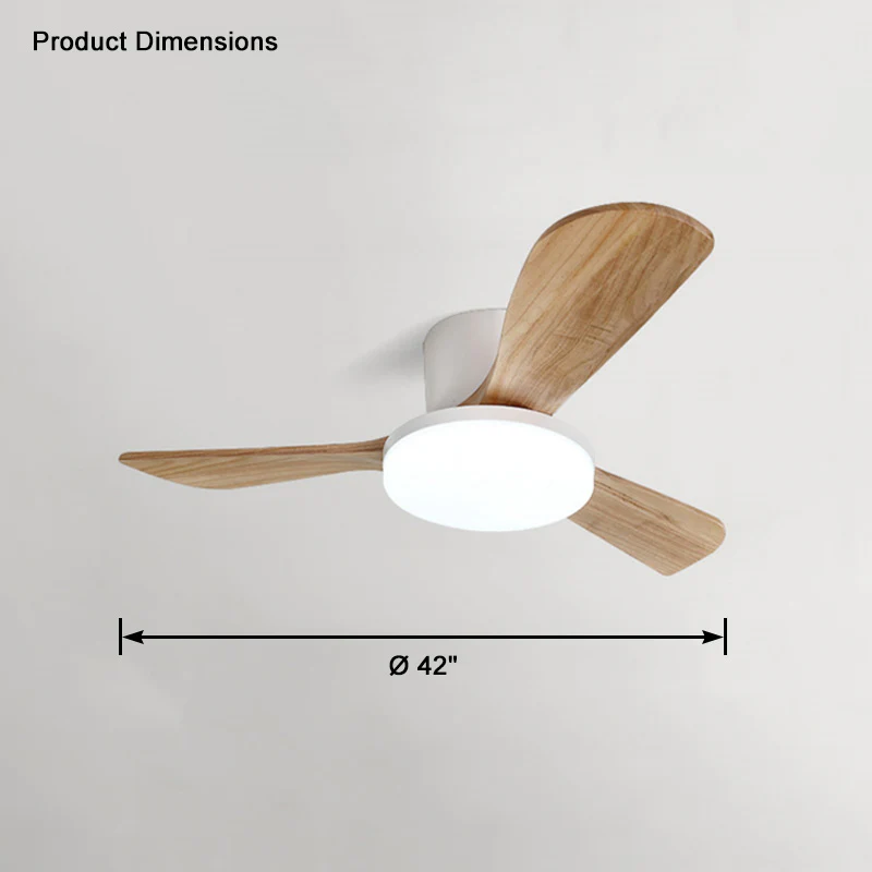 WOMO 3 Wood Blade Low Profile Ceiling Fan Lamp-WM5058 - Image 13