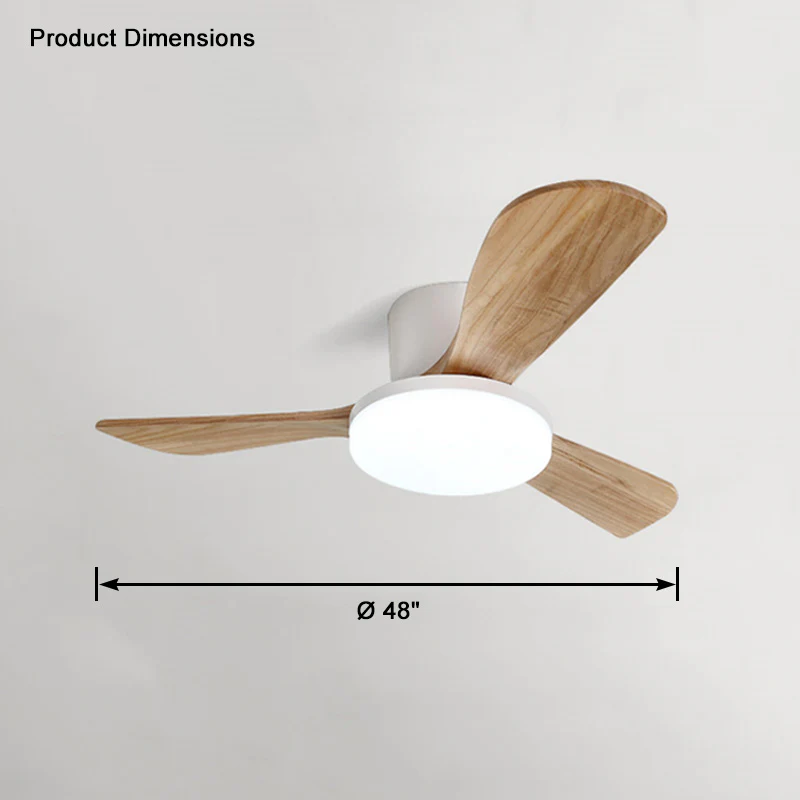 WOMO 3 Wood Blade Low Profile Ceiling Fan Lamp-WM5058 - Image 15