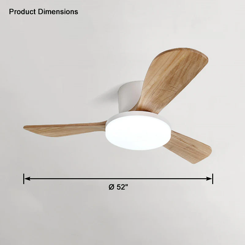 WOMO 3 Wood Blade Low Profile Ceiling Fan Lamp-WM5058 - Image 17