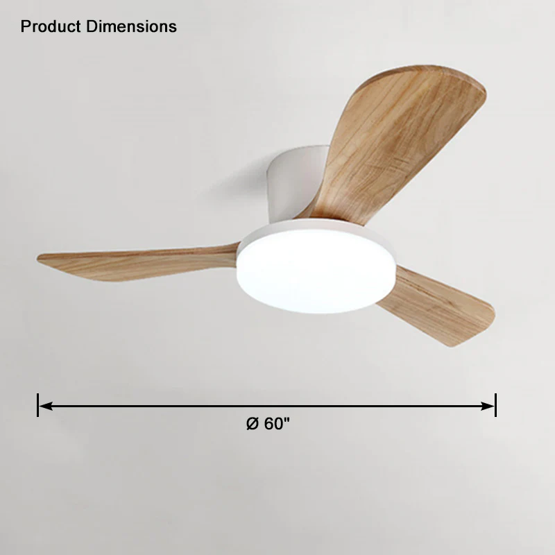 WOMO 3 Wood Blade Low Profile Ceiling Fan Lamp-WM5058 - Image 19