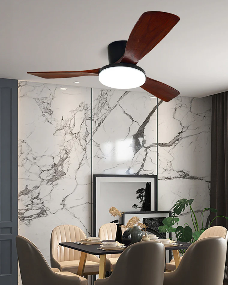 WOMO 3 Wood Blade Low Profile Ceiling Fan Lamp-WM5058 - Image 3