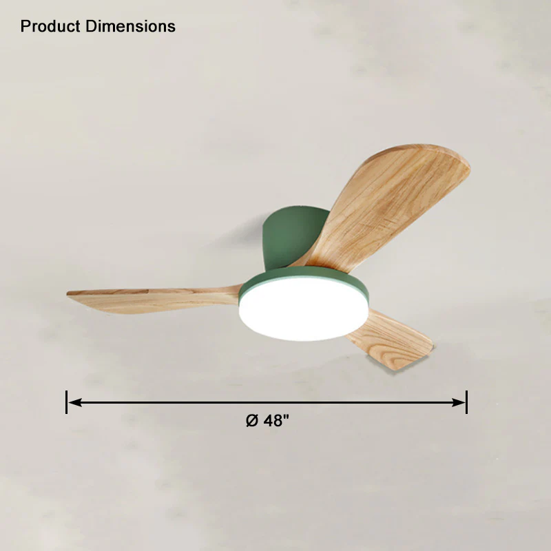 WOMO 3 Wood Blade Low Profile Ceiling Fan Lamp-WM5058 - Image 35