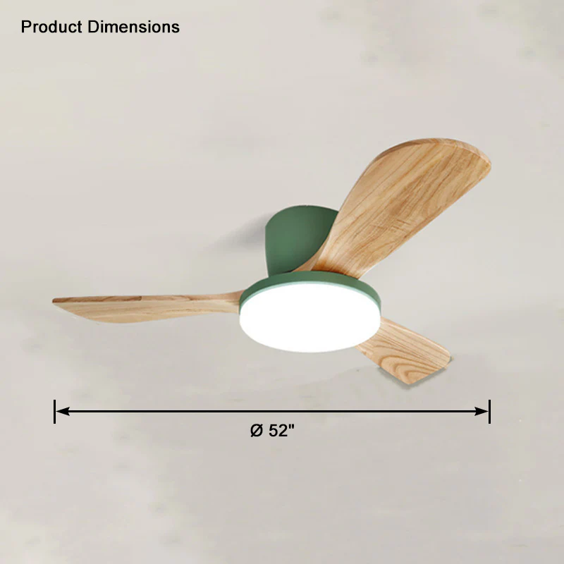 WOMO 3 Wood Blade Low Profile Ceiling Fan Lamp-WM5058 - Image 37