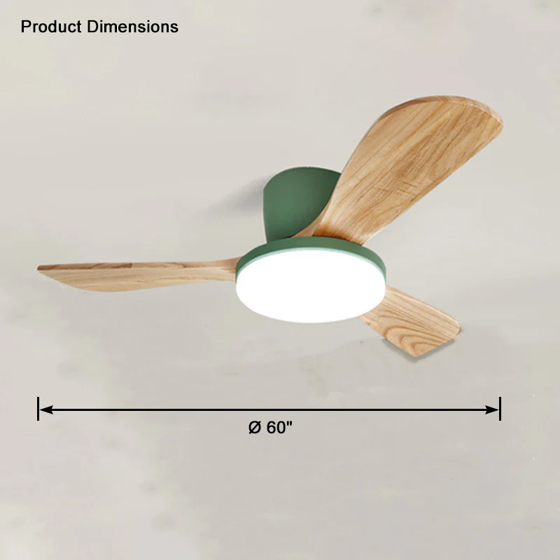 WOMO 3 Wood Blade Low Profile Ceiling Fan Lamp-WM5058 - Image 39
