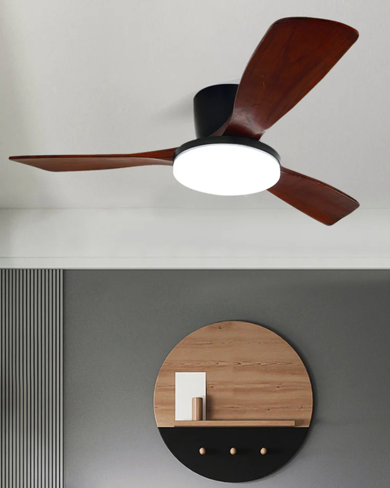 WOMO 3 Wood Blade Low Profile Ceiling Fan Lamp-WM5058 - Image 4