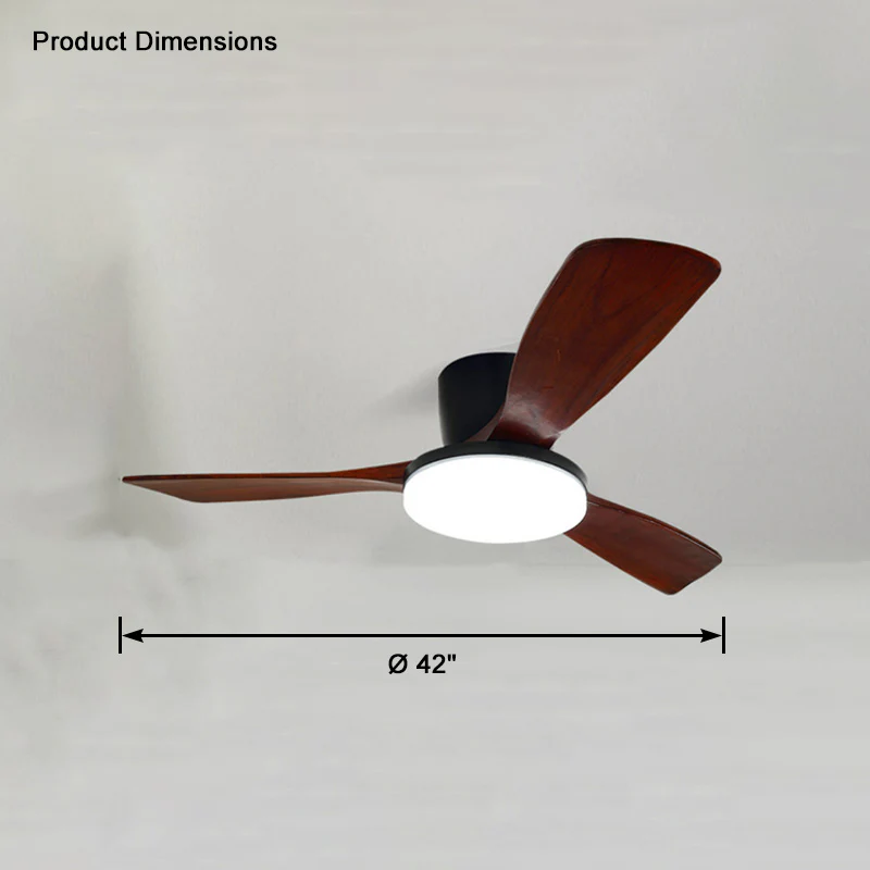 WOMO 3 Wood Blade Low Profile Ceiling Fan Lamp-WM5058 - Image 43