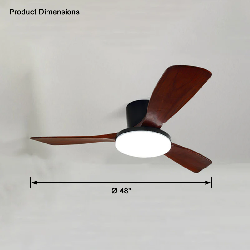WOMO 3 Wood Blade Low Profile Ceiling Fan Lamp-WM5058 - Image 45