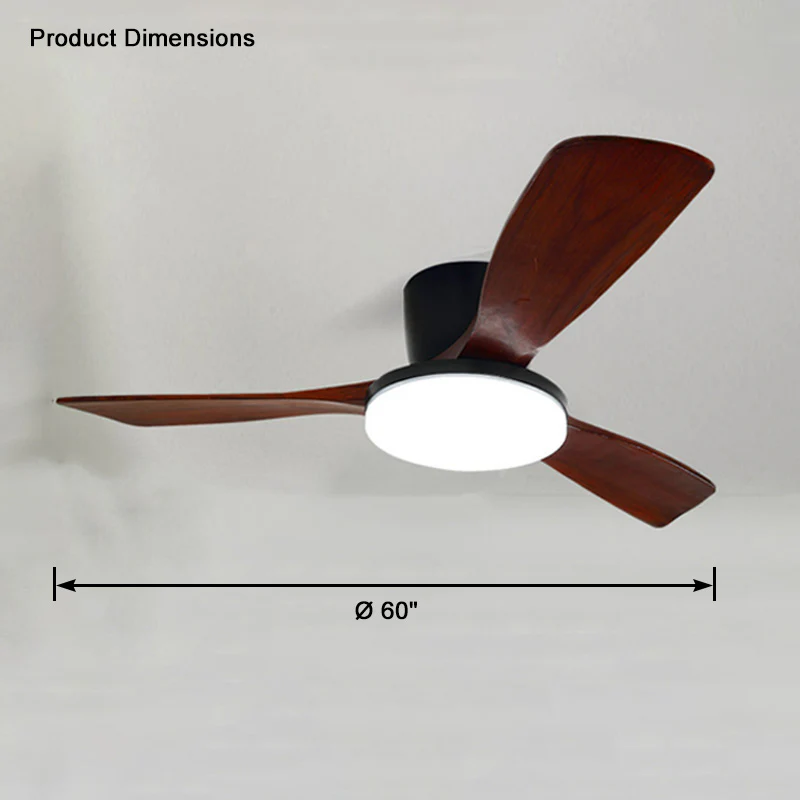 WOMO 3 Wood Blade Low Profile Ceiling Fan Lamp-WM5058 - Image 49