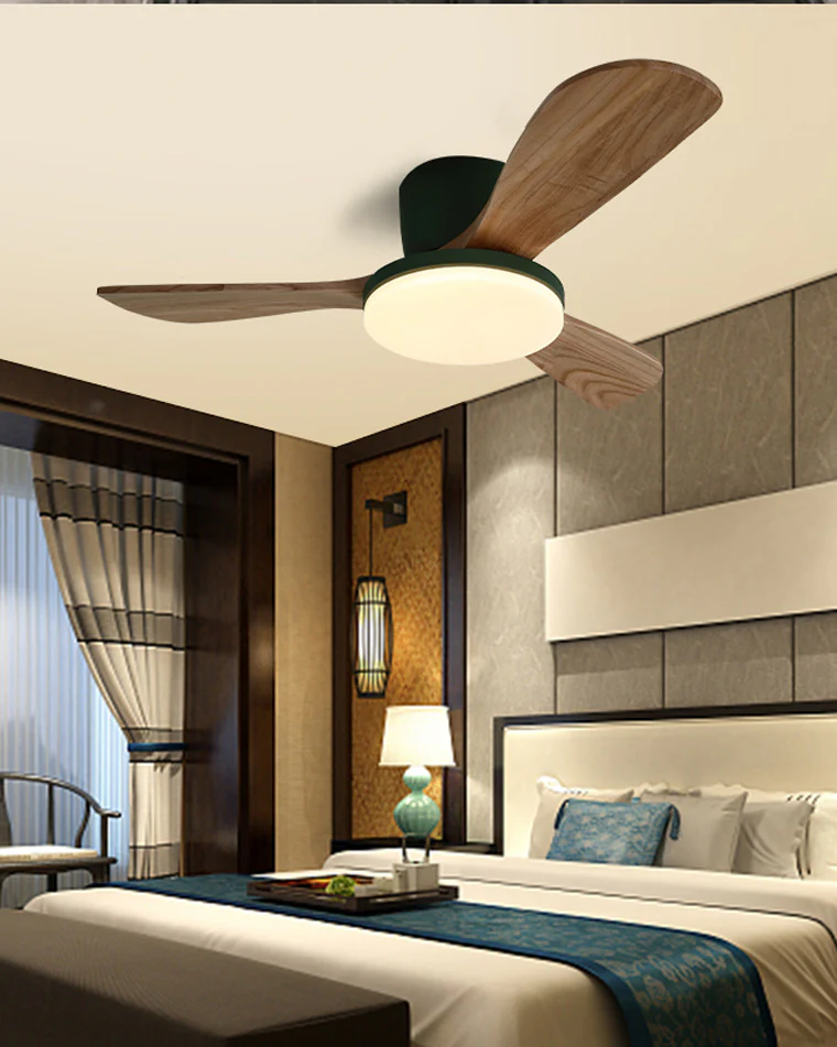 WOMO 3 Wood Blade Low Profile Ceiling Fan Lamp-WM5058 - Image 5