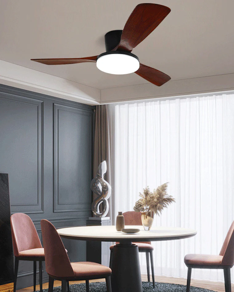 WOMO 3 Wood Blade Low Profile Ceiling Fan Lamp-WM5058 - Image 6