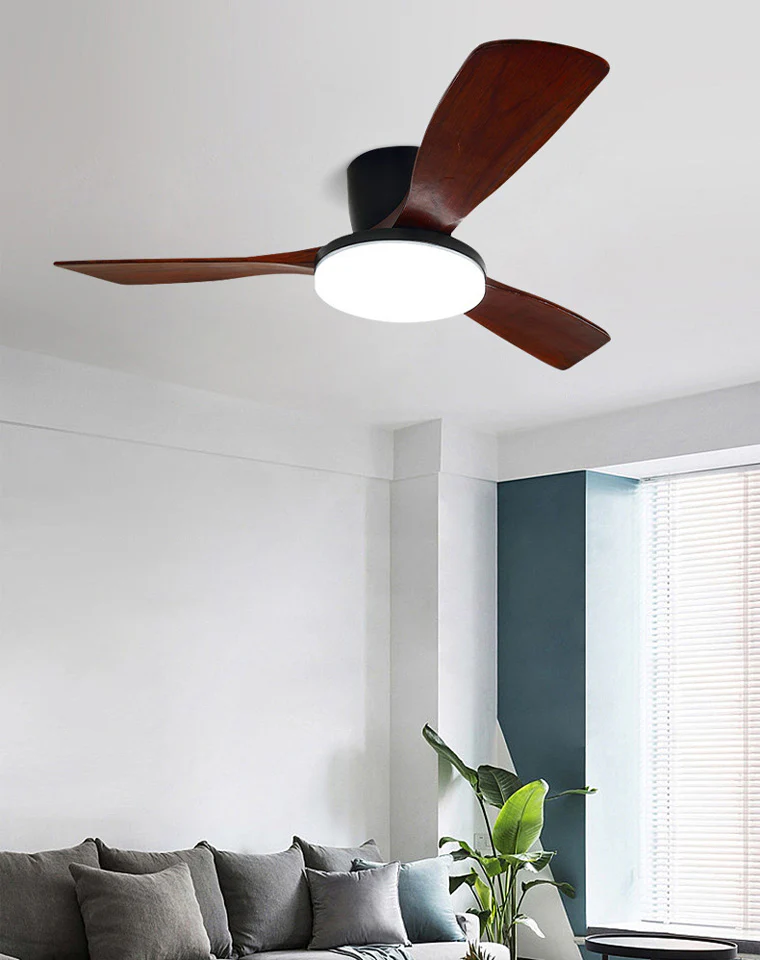 WOMO 3 Wood Blade Low Profile Ceiling Fan Lamp-WM5058 - Image 7