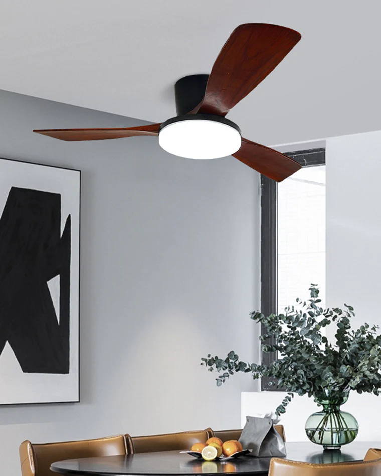 WOMO 3 Wood Blade Low Profile Ceiling Fan Lamp-WM5058 - Image 8