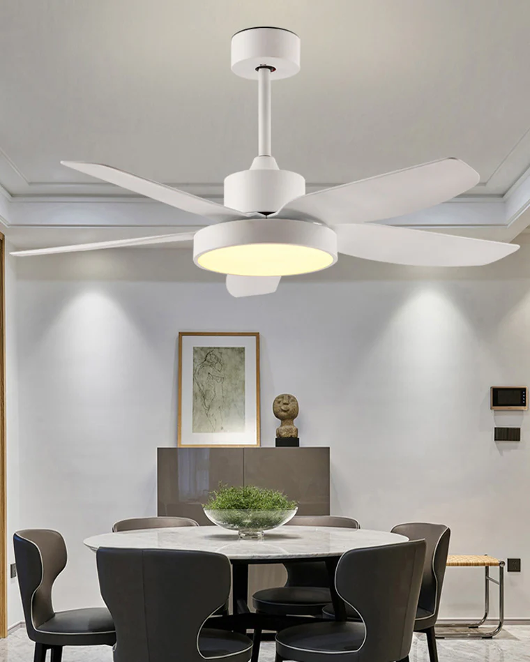 WOMO 5 Blade White Ceiling Fan Lamp-WM5083 - Image 4
