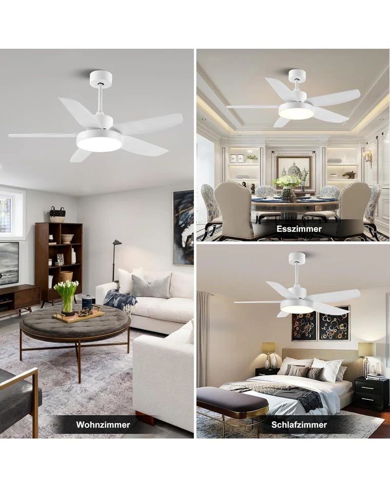 WOMO 5 Blade White Ceiling Fan Lamp-WM5083 - Image 6