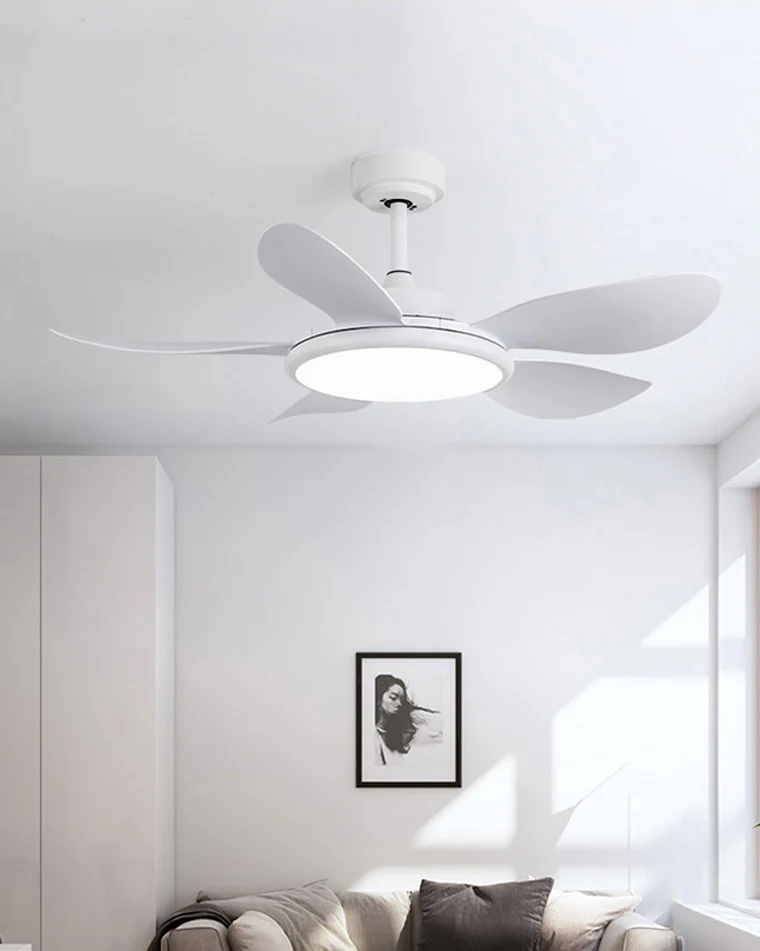 WOMO White Modern Ceiling Fan Lamp-WM5085 - Image 3