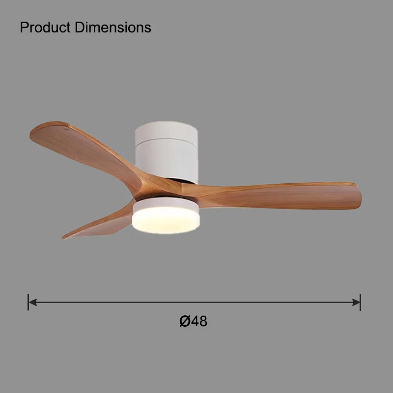 WOMO 3 Wood Blade Hugger Ceiling Fan Lamp-WM5116 - Image 16