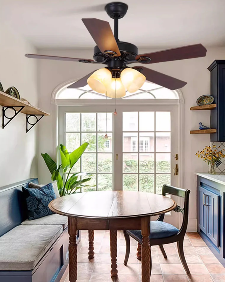 WOMO Vintage Glass Ceiling Fan Chandelier-WM5121 - Image 5