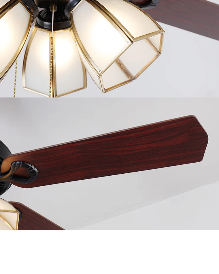 WOMO Vintage Glass Ceiling Fan Chandelier-WM5121 - Image 8