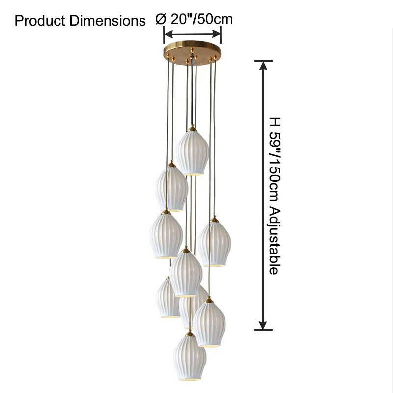 WOMO Ribbed Bud Ceramic Chandelier-WM2132a - Image 26