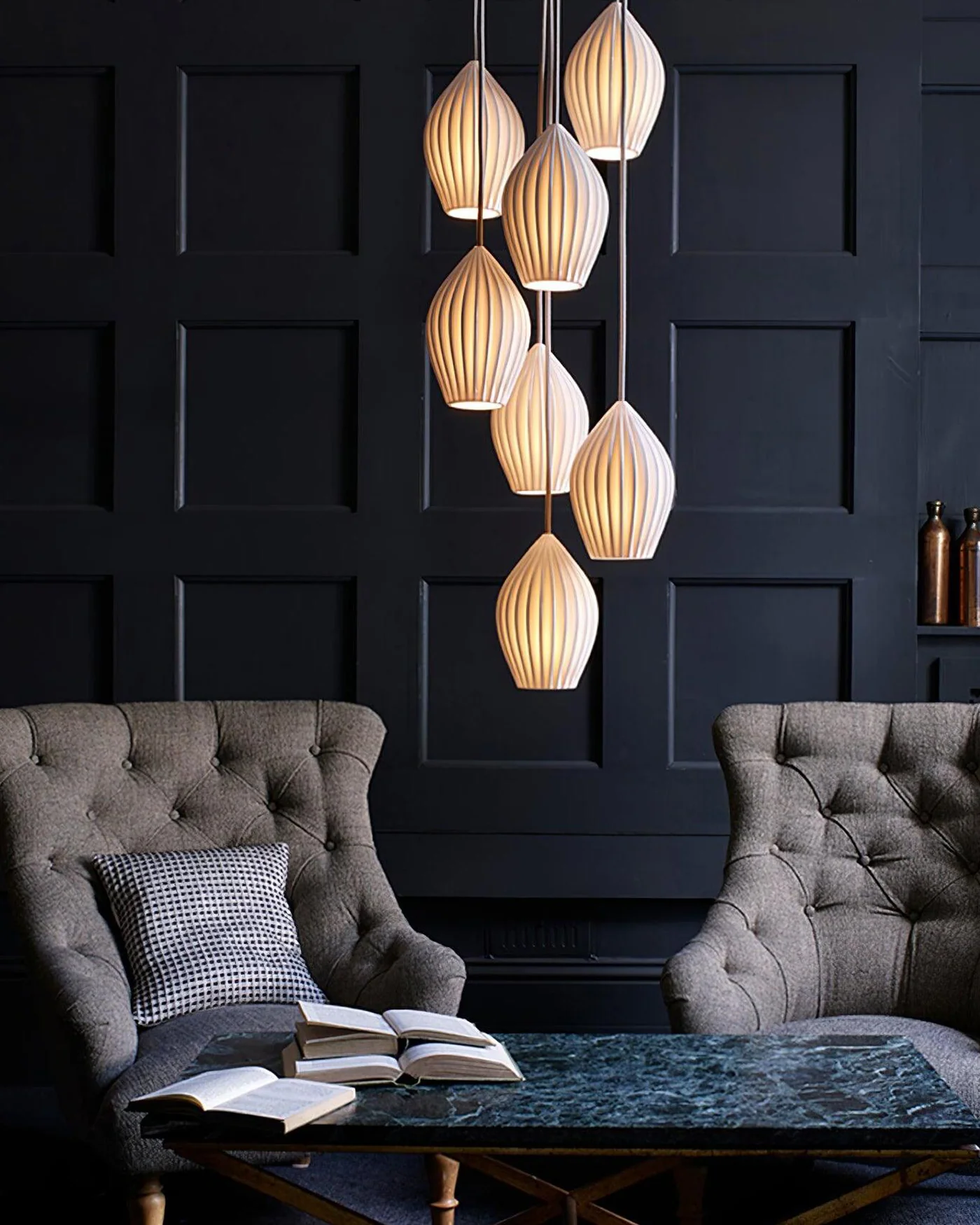 WOMO Ribbed Bud Ceramic Chandelier-WM2132a - Image 3