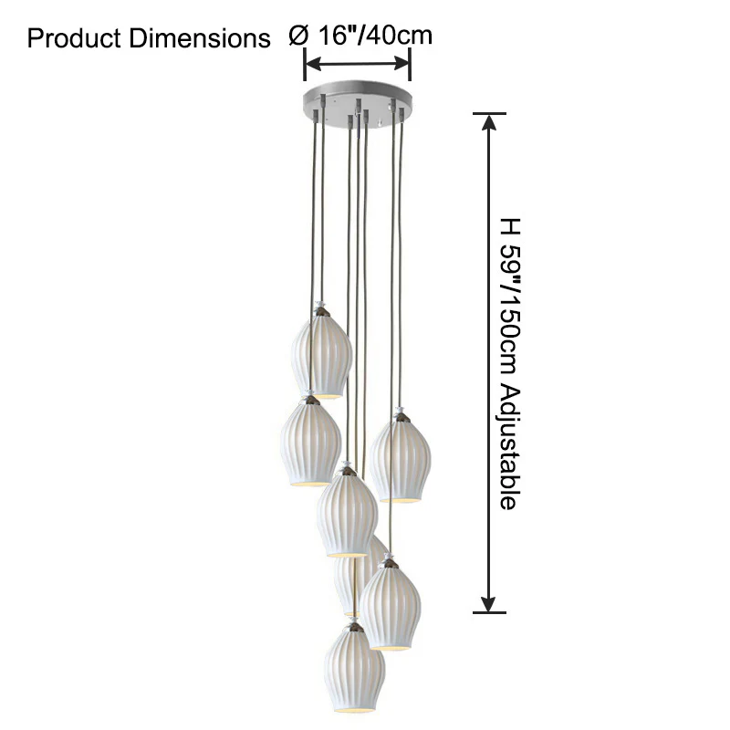 WOMO Ribbed Bud Ceramic Chandelier-WM2132a - Image 34