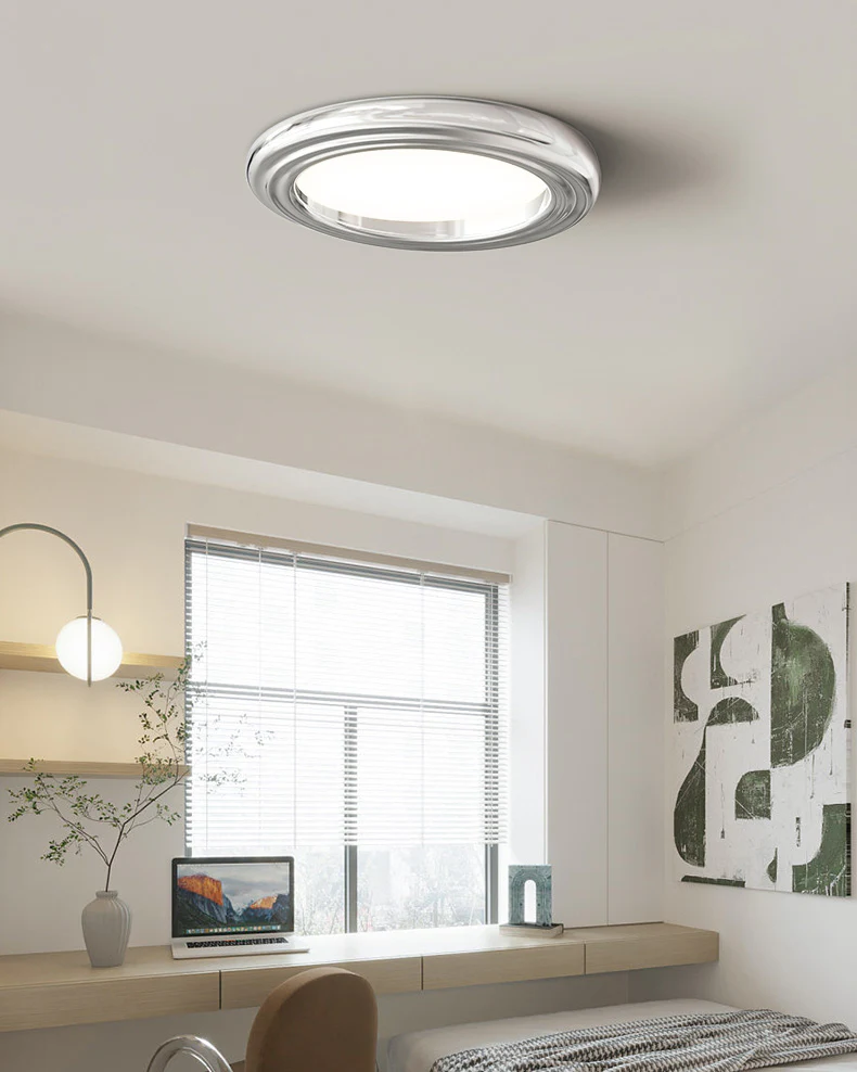 WOMO Dimmable Round Flat Chrome Ceiling Light-WM1064 - Image 9