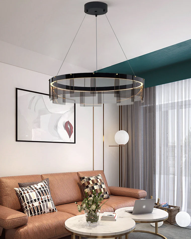 WOMO Smoked Glass Round Chandelier-WM2202 - Image 15