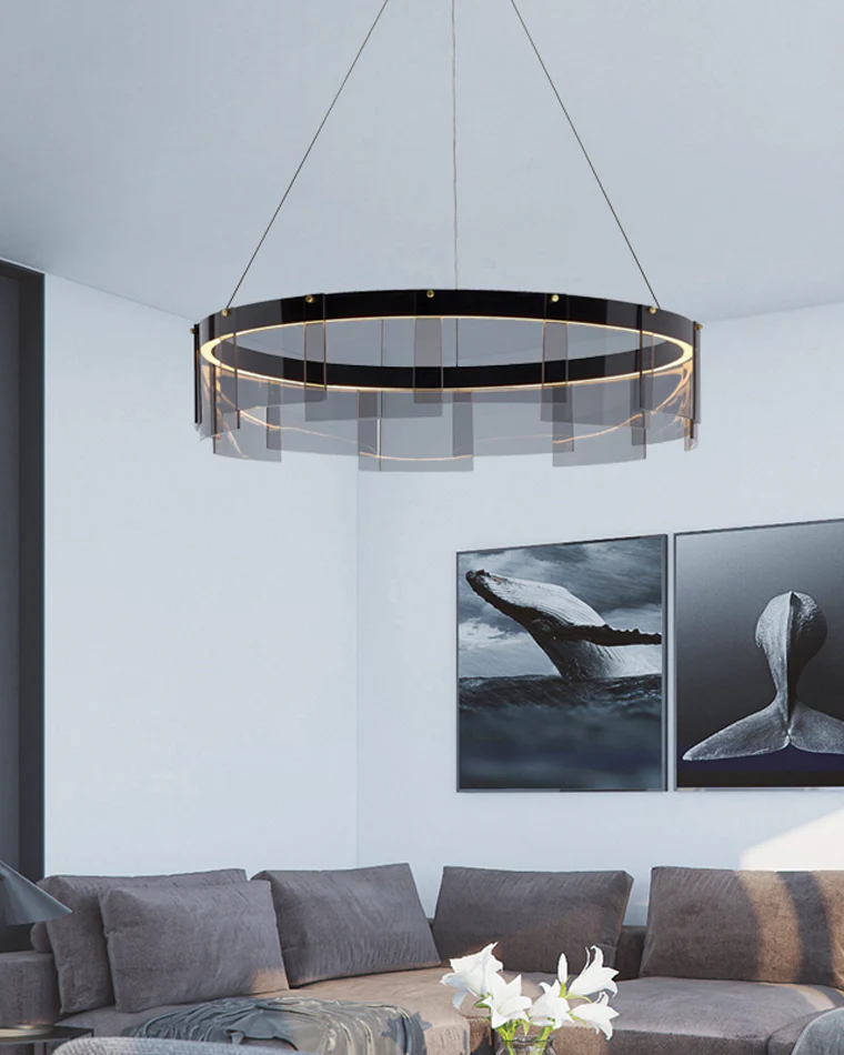 WOMO Smoked Glass Round Chandelier-WM2202 - Image 4