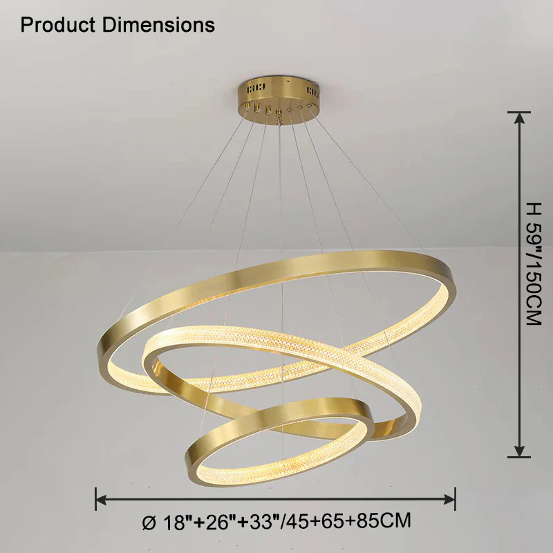WOMO Tiered Circular Led Brass Chandelier-WM2347 - Image 23