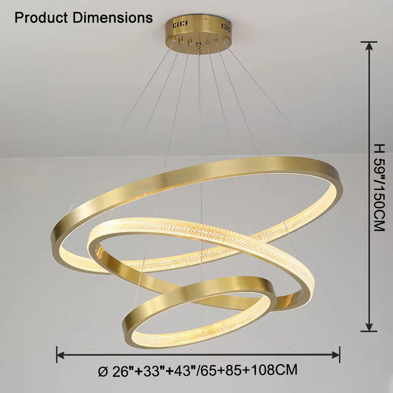 WOMO Tiered Circular Led Brass Chandelier-WM2347 - Image 25
