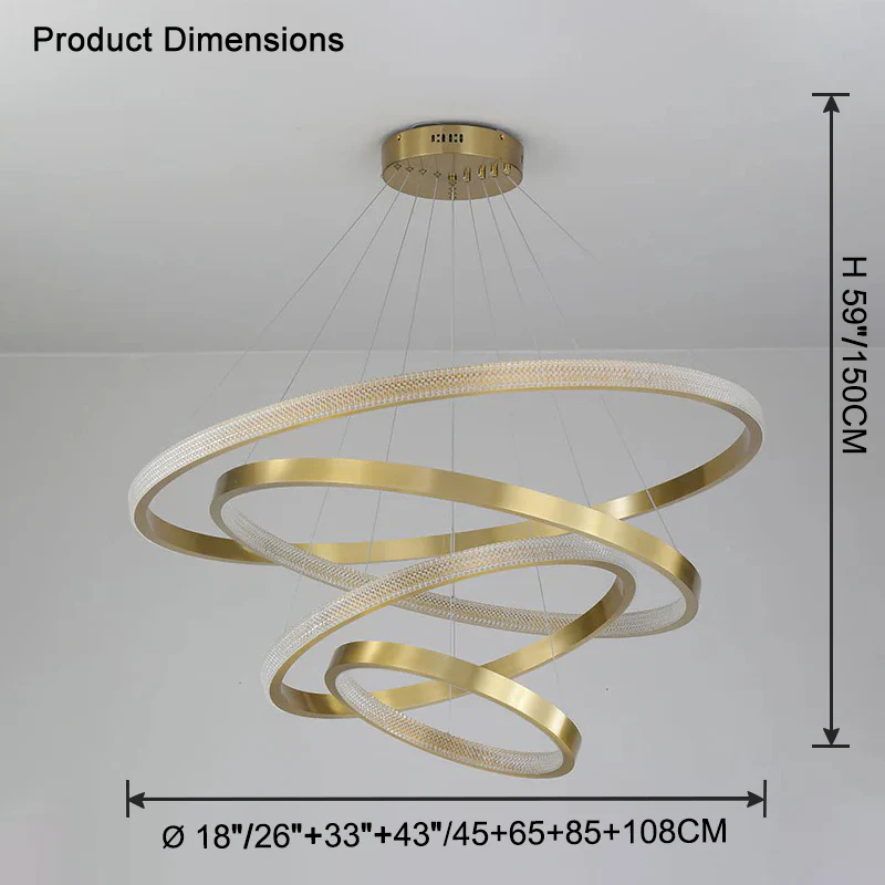 WOMO Tiered Circular Led Brass Chandelier-WM2347 - Image 27