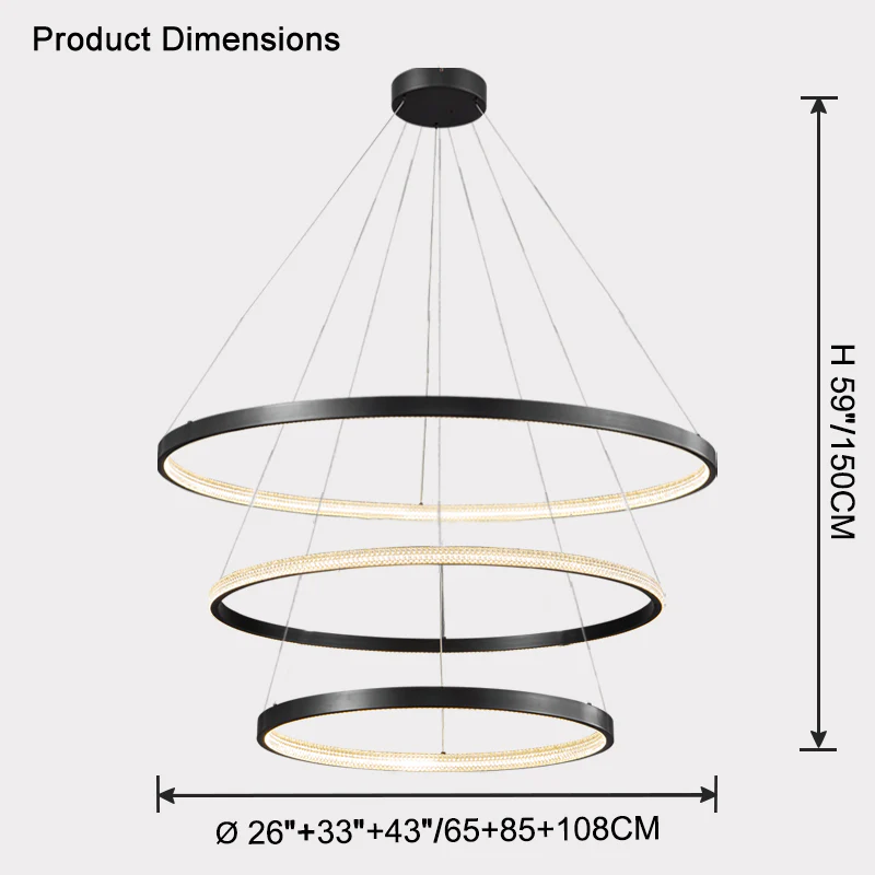 WOMO Tiered Circular Led Brass Chandelier-WM2347 - Image 37
