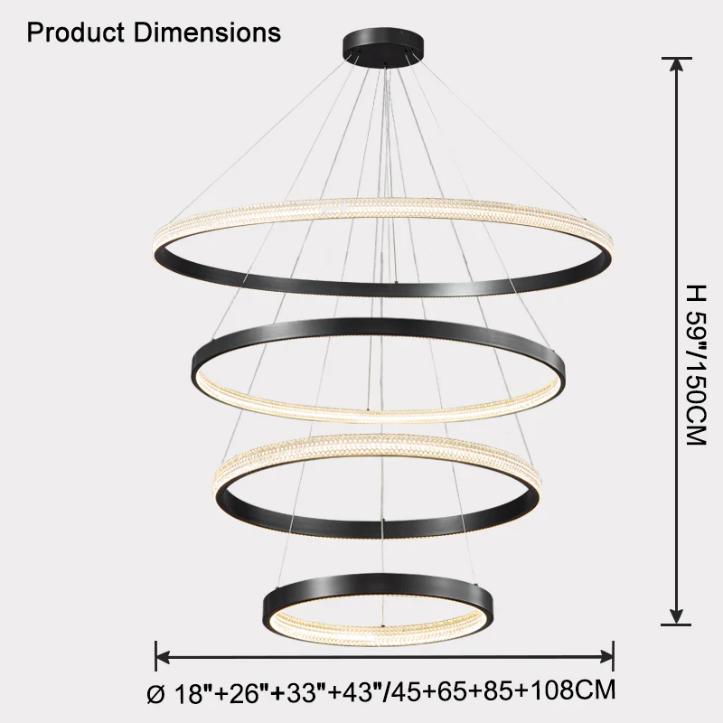 WOMO Tiered Circular Led Brass Chandelier-WM2347 - Image 39