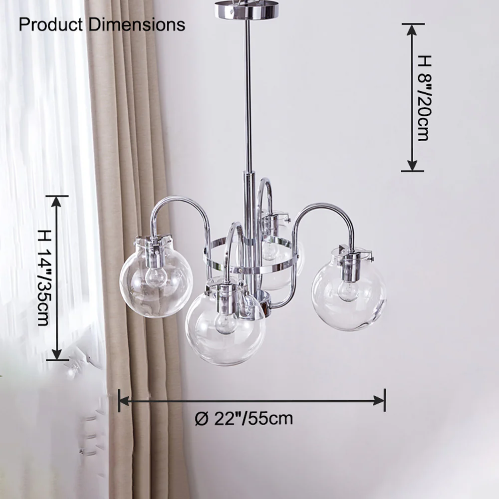 WOMO Clear Glass Globe Arm Chandelier-WM2719 - Image 17