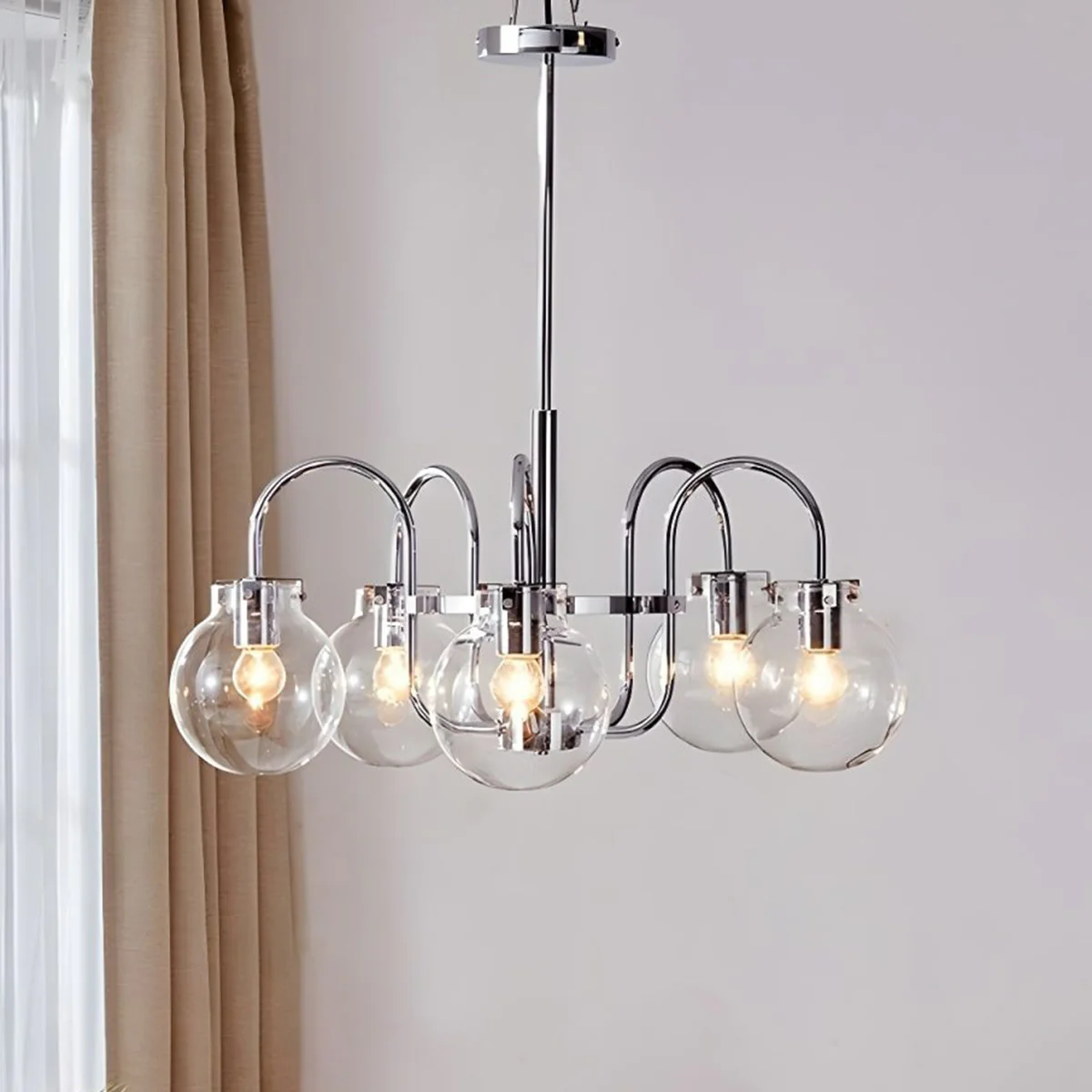 WOMO Clear Glass Globe Arm Chandelier-WM2719 - Image 18