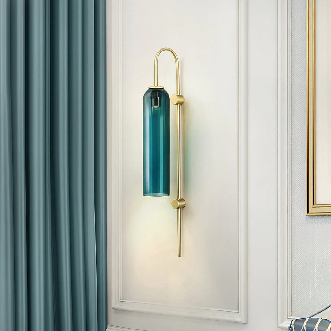 WOMO Colored Glass Cylinder Arched Wall Sconce-WM6109 - Image 9