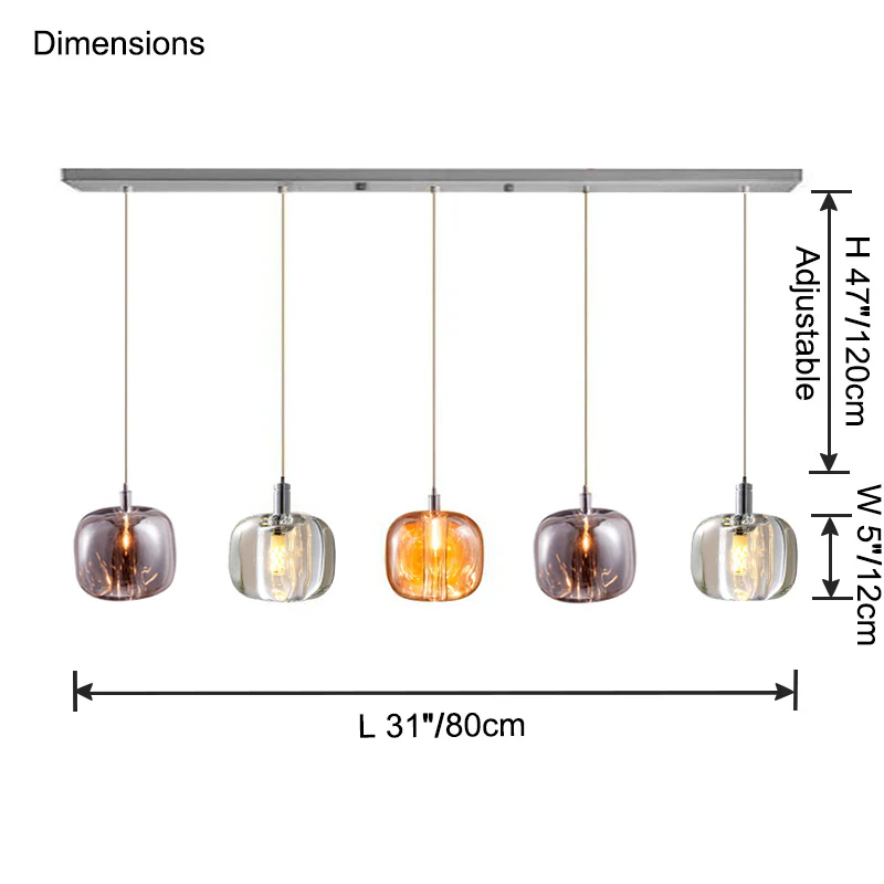 WOMO Colored Glass Multi Pendant Chandelier-WM2111a - Image 23