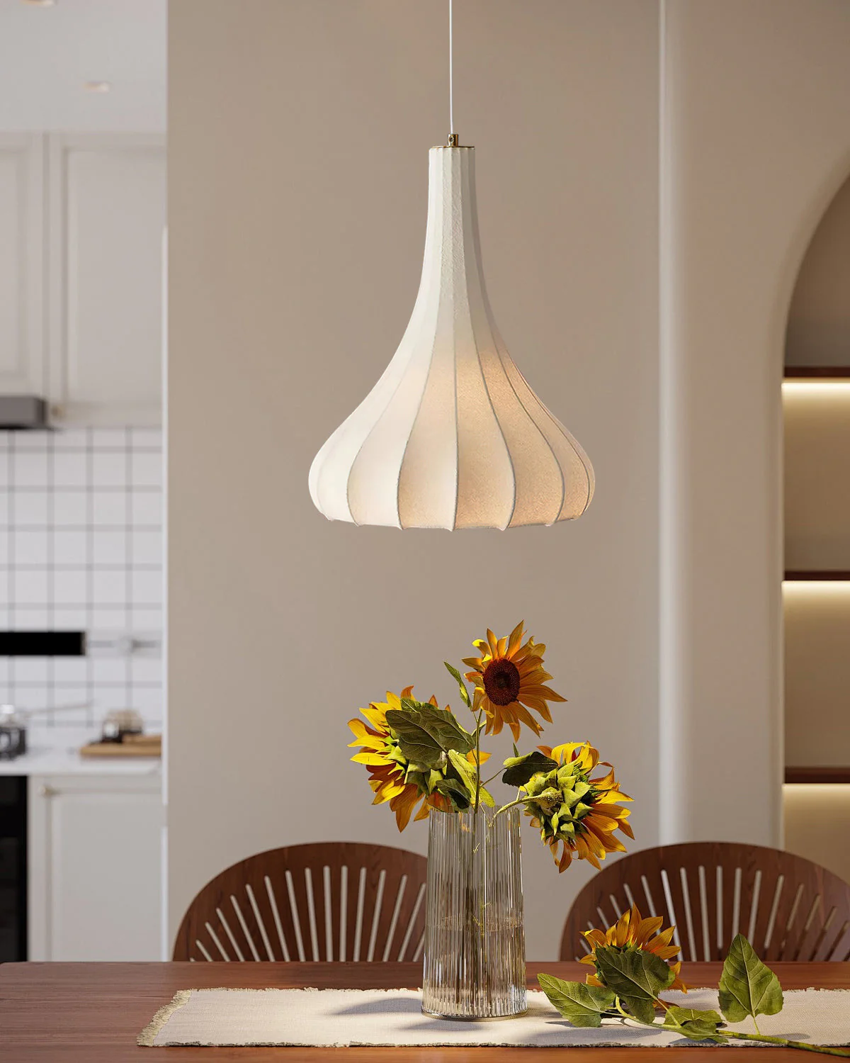 WOMO Cone Silk Pendant Light-WM2975 - Image 7