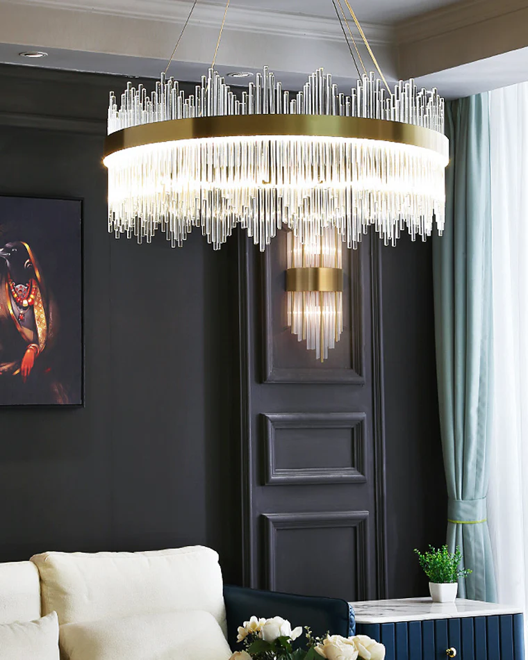 WOMO Glass Rods Round Chandelier-WM2186 - Image 14