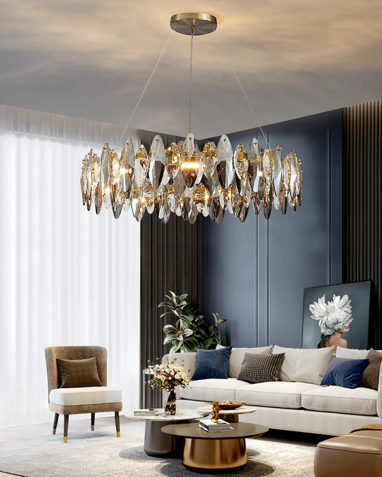 WOMO Smoked Crystal Round Chandelier-WM2187 - Image 10