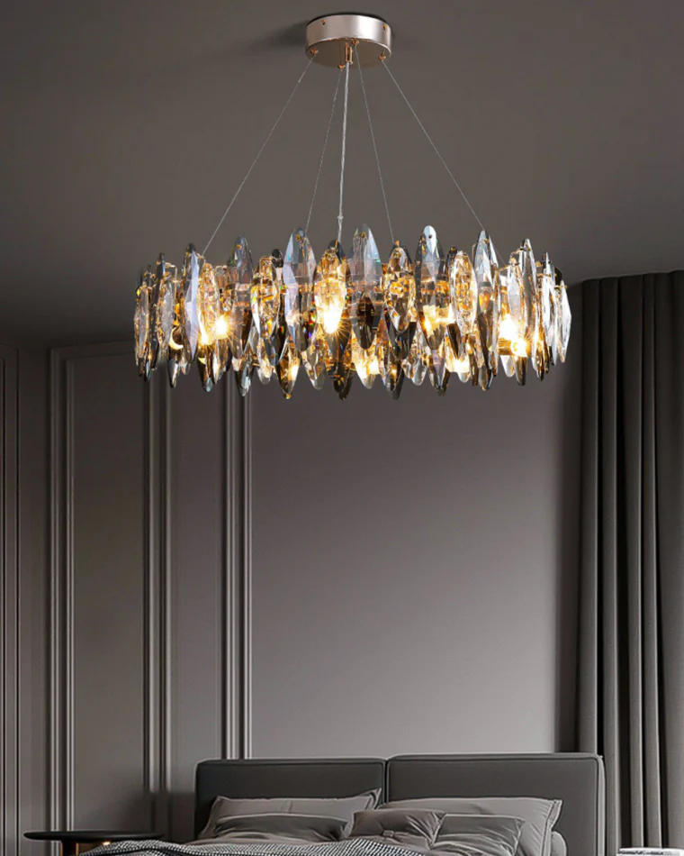 WOMO Smoked Crystal Round Chandelier-WM2187 - Image 11