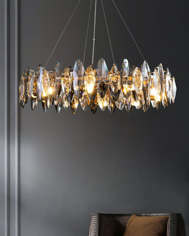 WOMO Smoked Crystal Round Chandelier-WM2187 - Image 12