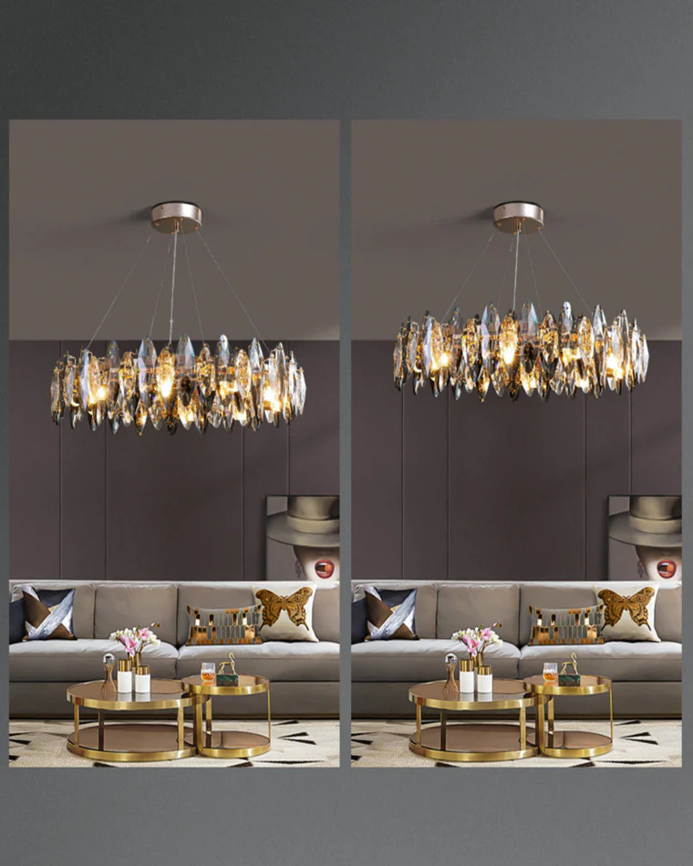 WOMO Smoked Crystal Round Chandelier-WM2187 - Image 14
