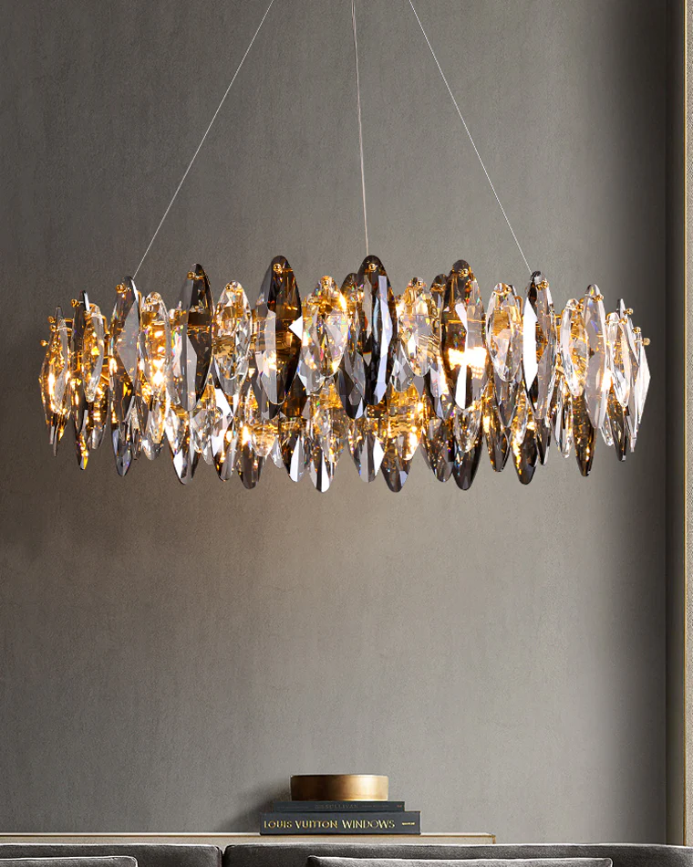 WOMO Smoked Crystal Round Chandelier-WM2187 - Image 2