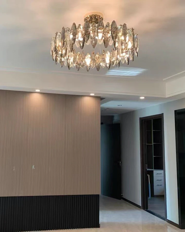 WOMO Smoked Crystal Round Chandelier-WM2187 - Image 28